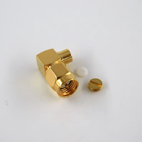 Conector Coaxial RF de 50 ohmios, Macho SMA, Ángulo Recto, para Cable RG402 de 0.141''