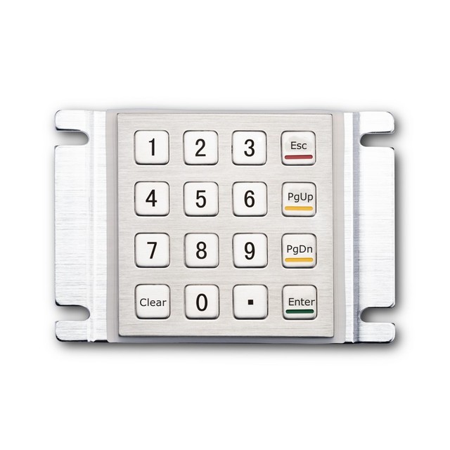 Rugged IP54 USB/PS2/RS232 Interface Panel Mount Vandal-Resistant 16-Key Metal Numeric Keypad for Access Control Kiosk