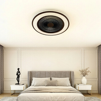 Ventilateur de plafond minimaliste avec bordure marron, lumière LED à changement de couleur, faible bruit, lampe de ventilateur pour chambre à coucher