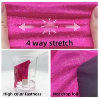 Kain Rajut Foil Metalik Holografik Berkilau Khusus, Bahan Nilon Spandex Elastis 4 Arah untuk Bikini, Pakaian Renang, dan Pakaian Olahraga