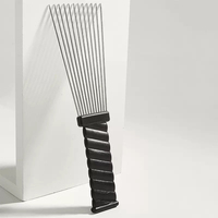 Peigne de coiffure classique avec aiguille en acier inoxydable en métal noir idéal pour la perruque afro africaine bouclée tresse démêlant peigne de levage