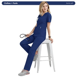 Women's Scrub Uniform Set Short Sleeve Moisture Wicking Split Design For Medical Dental Workwear Hospital Use - Product Image 5