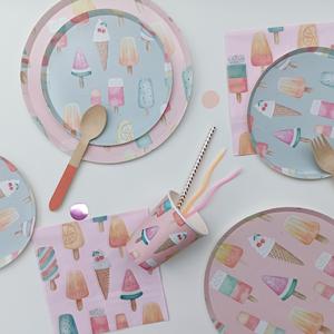 Juego de platos de papel desechables con diseño de helado rosa DAMAI para decoración de fiestas de cumpleaños infantiles de verano - Product Image 2