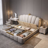 Lit en cuir capitonné au design haut de gamme, meubles élégants pour chambre à coucher, lit king-size, lit capitonné de style français pour la maison