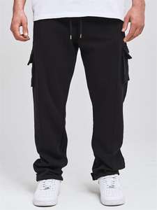 Ucuz toptan kabartmalı elastik geniş bacak Baggy erkekler polar özel boş <span class=keywords><strong>Sweatpants</strong></span> siyah kargo pantolon erkekler için - Product Image 2