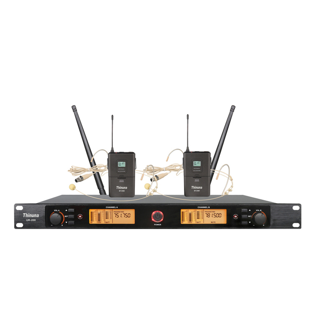 Thinuna UR-200 Professional UHF Dual Channel Handheld Lavalier Headset Mic Long Range Wireless Microphone System Manufacturers