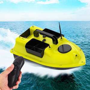 Bateau de pêche télécommandé D18 Rc, 54x27x21cm, 3 compartiments à appâts, alimenté par batterie, télécommande, retour d'une seule touche, jaune - Product Image 2