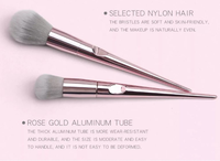 Ensemble professionnel de 10 pinceaux de maquillage à manche or rose, synthétiques et doux, compatibles baume à lèvres, blush plat/cantonné, effet laser holographique