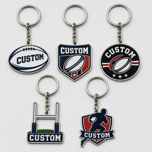 Vente en gros de porte-clés sur le thème du <span class=keywords><strong>rugby</strong></span> de haute qualité, porte-clés de match de <span class=keywords><strong>rugby</strong></span>, porte-clés en métal avec logo d'équipe de football - Product Image 1