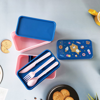 Conteneur de stockage des aliments pour enfants, boîte à lunch en plastique, réutilisable pour enfants, double couche, compartiment cercueil boîte à bento