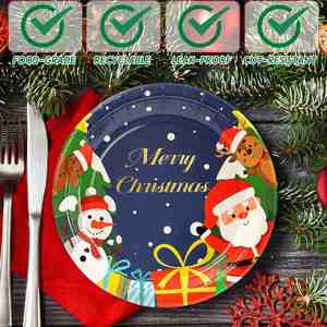Platos de Papel Desechables de 9 Pulgadas, Estilo Moderno, CMYK, Navidad, Invierno, Vajilla para Fiestas y Decoraciones Navideñas, Venta al por Mayor - Product Image 2