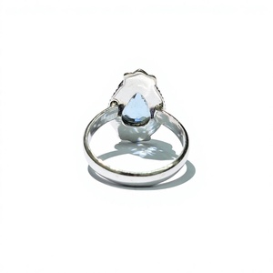 Anillo de Plata de Ley 925 con Topacio Azul en Forma de Lágrima, Joyería Clásica Hecha a Mano con Piedras Preciosas para Unisex, Regalo de Compromiso o Boda - Product Image 4