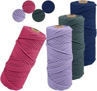 Untaian kabel Macrame tali katun alami terpilin 3mm tali lunak untuk membuat rajutan gantungan dinding gantungan Tanaman kerajinan