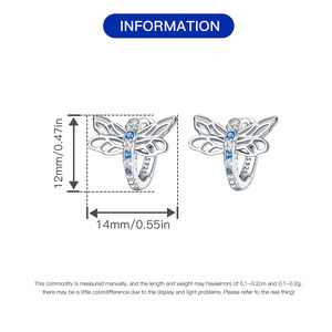 Mignon libellule Zircon petit cerceau boucles d'oreilles pour les femmes <span class=keywords><strong>Tiktok</strong></span> vente chaude 925 boucles d'oreilles en argent Sterling bijoux pour la fête de mariage - Product Image 4