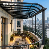 Auvent de terrasse manuel en aluminium et polycarbonate pour extérieur, matériau robuste, résistant aux UV, protection contre la pluie pour balcon