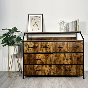 Antiguo cajones organizador marco de Metal vestidor con tela cajas y cajas de madera mesa de cajones de almacenamiento (antiguo) - Product Image 4