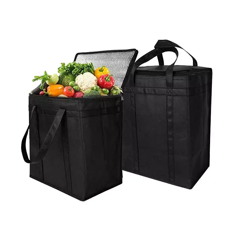 Promosyon ucuz sigara dokuma gıda teslim dondurma siyah özel soğutucu çanta