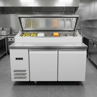 Réfrigérateur commercial en acier inoxydable pour bar à salades, table de préparation de salades, comptoir de présentation pour pizzas et sandwichs, refroidisseur de préparation
