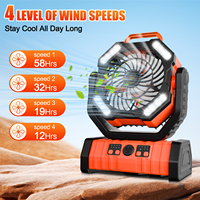 Ventilateur de camping rechargeable avec lanterne LED, ventilateurs oscillants à batterie 20000 mAh pour tente, pique-nique, barbecue, pêche, extérieur