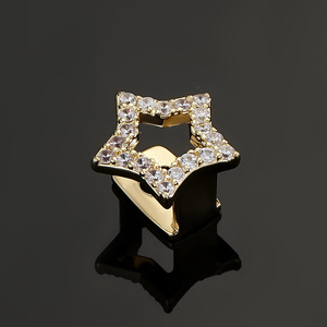 Grillz Dentales en Forma de Estrella, Oro y Plata con Microincrustaciones de Zirconia, Unisex, para Uso Diario, Estilo Hip Hop - Product Image 3