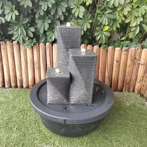 Trung Quốc Nhà máy nóng Bán tự nhiên 3 trụ cột đá đài phun nước với bể nước bằng nhựa cho vườn