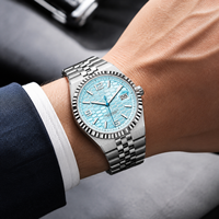 Montre classique pour homme, quartz, boîtier en alliage, cadran en verre minéral, 41 mm, étanche 30 m, bracelet en acier inoxydable, fermoir papillon