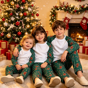 Set Coordinato di Pigiami a Quadri Personalizzati per la Mattina di Natale, Set Due Pezzi, Vendita all'Ingrosso di Abbigliamento da Notte Coordinato per <span class=keywords><strong>Mamma</strong></span>, Papà, Bambini e Neonati - Product Image 4