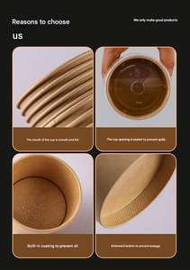 Custom OEM ODM Restaurant Disposable High-Capacity Kraft <b>Paper</b> <b>Bowls</b> Cup Biodegradable Takeaway Food Container - Product Image 3