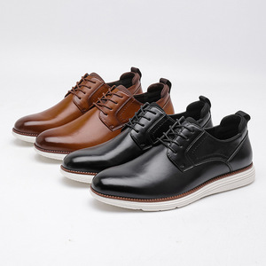 Chaussures habillées Oxford vintage de style britannique pour hommes, cuir verni brillant, bout carré sculpté, chaussures formelles augmentant la taille, mariage - Product Image 3