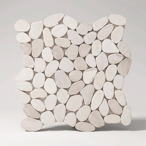 Piastrelle in Mosaico di Pietra Naturale Batu, Motivo Ciottoli Bianchi 12x12 Pollici per Decorazione Pareti e Pavimenti - Product Image 1