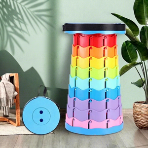 Tabouret pliant télescopique moderne et portable, banc réglable en plastique pour camping en plein air, cuisine, salle à manger, hôtel, salle de bain, jardin - Product Image 1