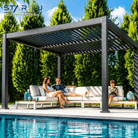 Pérgola Motorizada para Patio Exterior con Persianas de Aluminio e Iluminación LED Integrada para Fiestas Nocturnas
