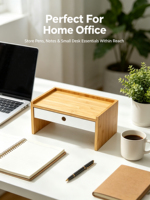 Organizador de Escritorio de Bambú Natural, Organizador de Cajones para Almacenamiento en Escritorio, Soporte para Suministros de Oficina, Mini Gabinete de Almacenamiento para Maquillaje