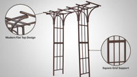 Arche de jardin florale en fer, durable, imperméable, avec panneaux latéraux décoratifs, support pour plantes grimpantes, pour allée d'entrée