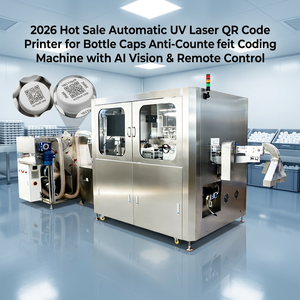 Machine de marquage laser UV automatique pour bouchons de bouteilles, codage de codes QR anti-contrefaçon avec vision IA, télécommande et traçabilité - Product Image 1
