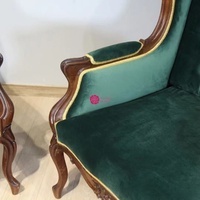 Fauteuil simple en bois massif de style vintage américain Yicheng, fauteuil luxueux sculpté en tissu vert pour salon, mobilier de salon