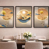 Peinture décorative murale LED de luxe minimaliste pour couloir et salon, art mural décoratif, peinture en porcelaine de cristal