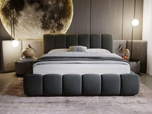 Hiện đại thoải mái bọc giường mềm lưu trữ ngực nhung vải Slatted cơ sở đầu giường nệm (Màu Xám 160x200) khung gỗ - Product Image 5