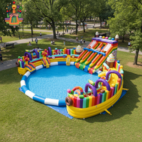 Château gonflable d'été certifié EN14960 avec toboggan aquatique et piscine, aire de jeux en PVC de qualité commerciale pour la maison et le jardin