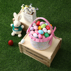 Cesta <span class=keywords><strong>de</strong></span> Pascua Personalizada al por Mayor, Cesta <span class=keywords><strong>de</strong></span> Pascua <span class=keywords><strong>de</strong></span> Lona Personalizada con Monograma y Volantes - Product Image 3
