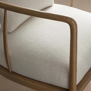 Poltrona Moderna e Semplice, Struttura in Legno Massello, Rivestimento in Tessuto, Perfetta per il Soggiorno Come Sedia Relax - Product Image 6