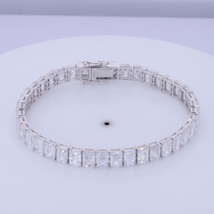 4X6MM 0.65Ct Lab Diamonds Tennis Bracelet 10K 14K Oro sólido Lab Diamonds Emerald Cut Bracelet Def Vs Brazalete de diamantes sueltos - Product Image 3