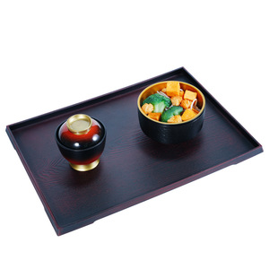New Chinese style double-sword round non-slip <b>tray</b>, imitation mahogany Japanese <b>tray</b>, dessert, <b>tea</b>, sushi plate, sukiyaki, - Product Image 1