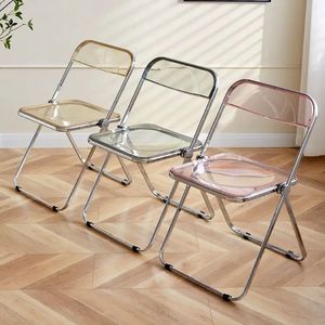 Portable Clear Acrylic Plastic Metal <b>Dining</b> Room Foldable Rental Hotel & Restaurant <b>Chairs</b> Industrial Design Kitchen Use - Product Image 1