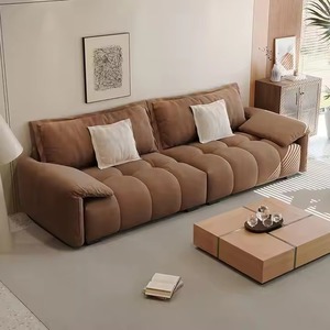 2025 usine prix de gros tissu canapé technologie flanelle pin bois intérieur minimaliste canapé canapé avec bras encastré oreiller dos - Product Image 5