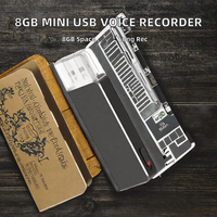 Perekam Suara Digital Genggam Mini USB 8GB Format WAV Waktu Perekaman Lama Baterai Lithium Perekam Suara USB Stick 8GB