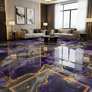 Pintura para Pisos con Efecto Mármol Epoxi 3D |   Revestimiento Autonivelante de Epoxi Metálico para Sala de Estar y Salón de Exposiciones - Product Image 6