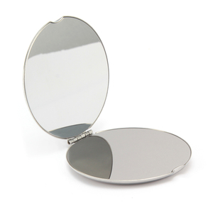 Custom Logo Mini Stainless Steel Round Shape Folding Double-Sided Lighted <b>Magnifying</b> Travel <b>Makeup</b> <b>Mirror</b> for Daily Use - Product Image 2