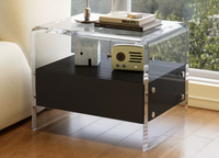 Table de chevet en acrylique transparent avec tiroir, table de chevet moderne pour chambre à coucher, petite table d'appoint avec rangement