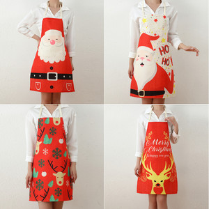 Nuevas decoraciones navideñas transfronterizas, delantal navideño de tela estampada con diseño de Papá Noel, decoraciones para restaurantes, bares y fiestas. - Product Image 5